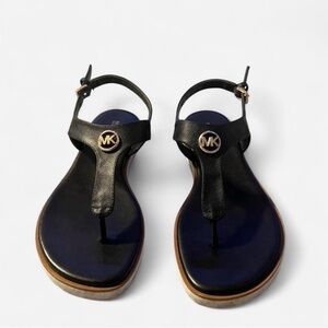 Michael Kors Black Sandal With Gold MK Emblem